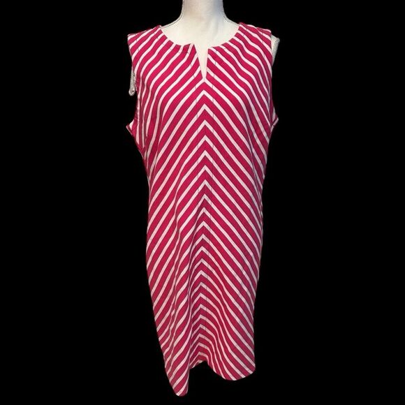 Talbots Pink Stripe Sleeveless Dress PXL New With Tags - Picture 1 of 8
